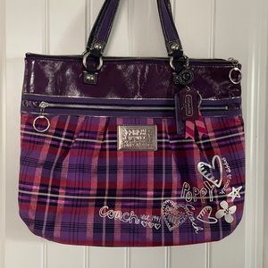Coach purple poppy tote bag